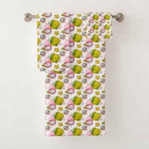 Conjunto De Toalhas Teste padrão Textured carta branca da fruta