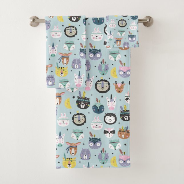 Conjunto De Toalhas Teste padrão tribal bonito da cara (Insitu)