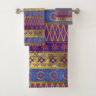 Conjunto De Toalhas Teste padrão tribal étnico africano colorido