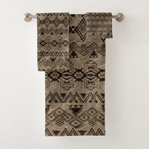 Conjunto De Toalhas Teste padrão tribal étnico em canvas