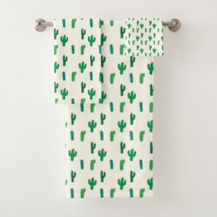 Conjunto De Toalhas Teste padrão verde-claro do cacto