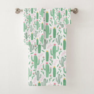 Conjunto De Toalhas Teste padrão verde-claro do Succulent do cacto
