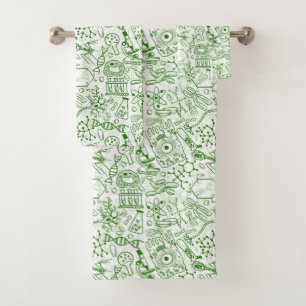 Conjunto De Toalhas Teste padrão verde da biologia