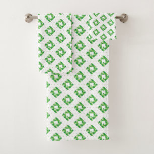 Conjunto De Toalhas Teste padrão verde do dente da xadrez