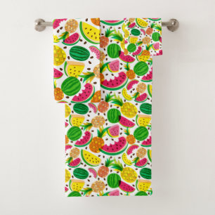 Conjunto De Toalhas Teste padrão vermelho & amarelo da fruta tropical