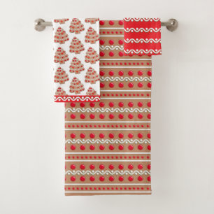 Conjunto De Toalhas Teste padrão vermelho do pão-de-espécie do Nata