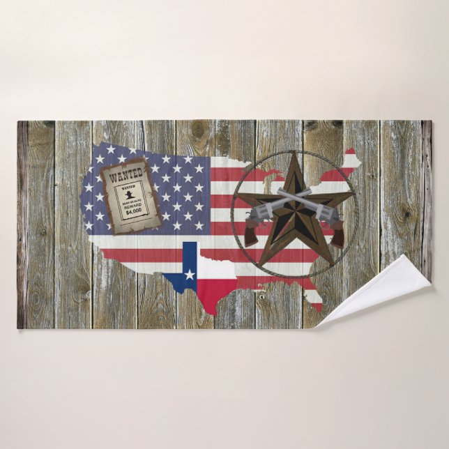 Conjunto De Toalhas Texas Dueling Pistols Lone Star State Map (Toalha de Banho)