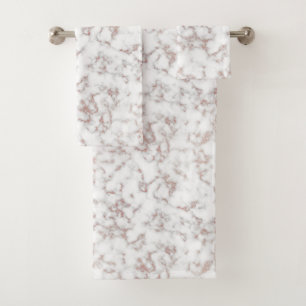 Conjunto De Toalhas Têxteis Dourados com Rosa de Mármore Branco