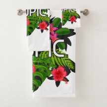 Texto bonito Hibiscus verde, rosa e branco moderno