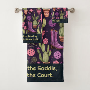 Conjunto De Toalhas Texto personalizado 🐴 🌵 Cowgirl do Pickleball