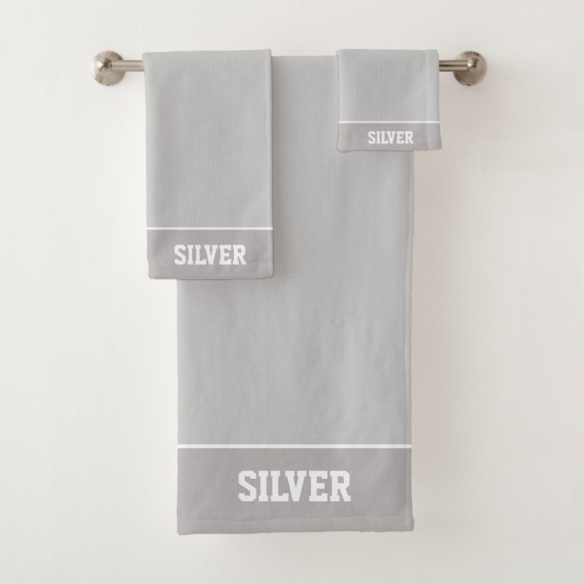 Conjunto De Toalhas Texto Personalizado em Cinza Prata Claro (Insitu)