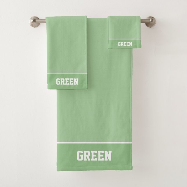 Conjunto De Toalhas Texto Personalizado em Verde Claro (Insitu)
