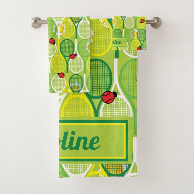 Conjunto De Toalhas Texto personalizado - raquetes de tênis com pássar (Insitu)
