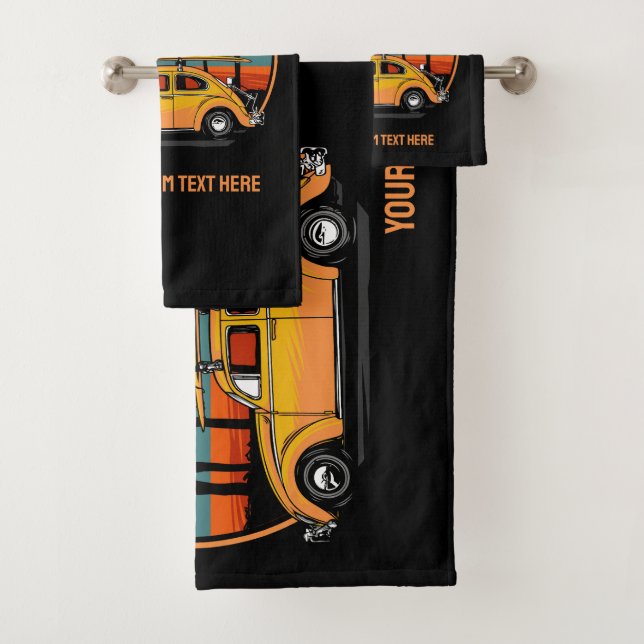 Conjunto De Toalhas Texto Personalizado — Sunset Tropical (Insitu)