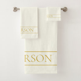 Conjunto De Toalhas Texto Personalizável Elegante Simples | Branco Dou