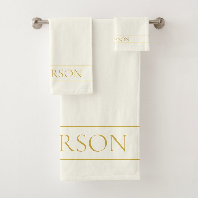 Conjunto De Toalhas Texto Personalizável Elegante Simples | Branco Dou (Insitu)