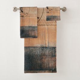 Conjunto De Toalhas Textura de madeira russa personalizada e monograma