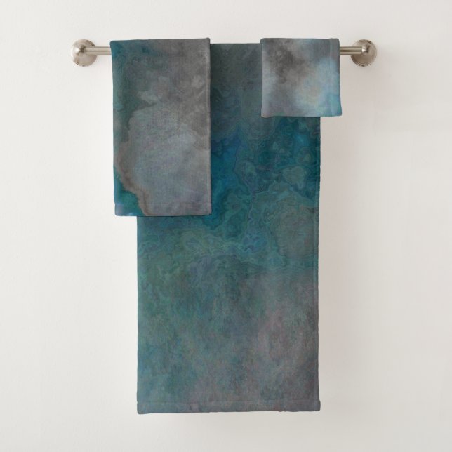 Conjunto De Toalhas Textura de mármore azul e cinza (Insitu)