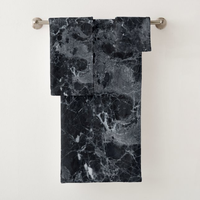 Conjunto De Toalhas Textura de mármore preto (Insitu)