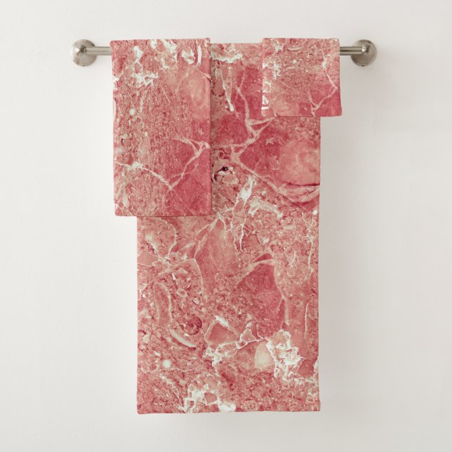 Conjunto De Toalhas Textura Dourada de mármore rosa (Insitu)