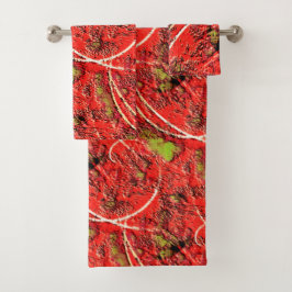 Conjunto De Toalhas Textura em algum coral vivo com defeitos verdes de