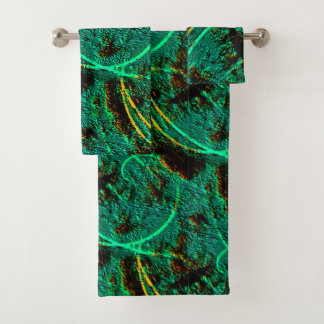 Conjunto De Toalhas Textura grosseira, ciano verde escuro com crateras