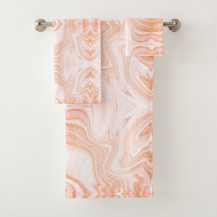 Conjunto De Toalhas Textura moderna de mármore branco-alaranjado