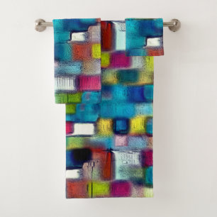 Conjunto De Toalhas Textura muito áspera de formas quadradas colorida