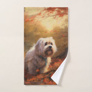 Conjunto De Toalhas Tibetano - Terrier no outono deixa cair inspiração