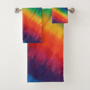 Conjunto De Toalhas Tie Dye Rainbow Colors