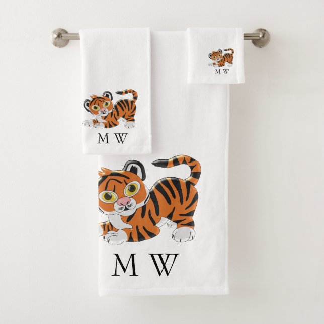 Conjunto De Toalhas Tiger Design Monogrammed (Insitu)