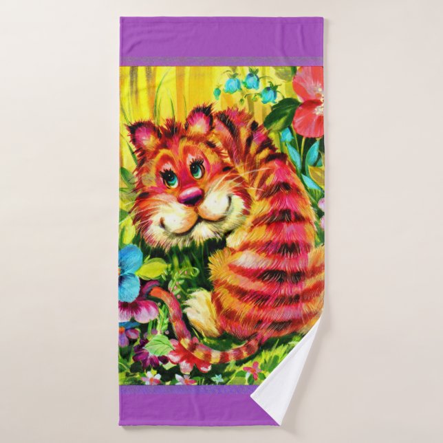 Conjunto De Toalhas tigre colorido (Toalha de Banho)