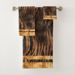Conjunto De Toalhas Tigre Elegante - Impressão de - Goma Metálica Dour
