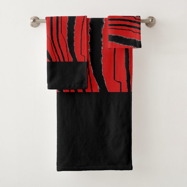 Conjunto De Toalhas Tigre Falso Impressão Vermelha Exótico  (Insitu)