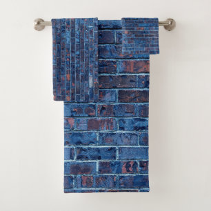 Conjunto De Toalhas Tijolo Exposto Azul Legal