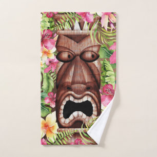 Conjunto De Toalhas Tiki Luau de Verão Tropical Havaiano de Madeira
