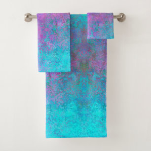 Conjunto De Toalhas Tinta Álcool Arco-Íris, Abstrato cor-de-rosa brilh
