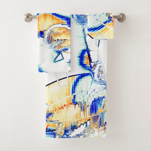 Conjunto De Toalhas Tinta cortada no, imagem com mancha laranja, azul  (Insitu)