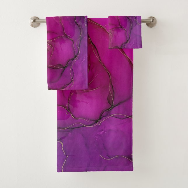 Conjunto De Toalhas Tinta de álcool púrpura (Insitu)
