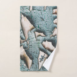 Conjunto De Toalhas Tinta verde azul antiga rústica madeira Monograma 