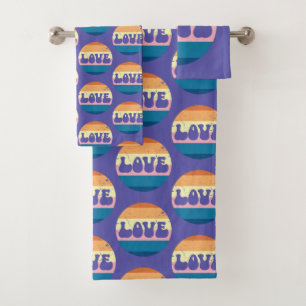 Conjunto De Toalhas Tipografia Do Amor Com Vintage Sunset Strips