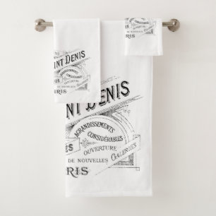 Conjunto De Toalhas Tipografia francesa gravada vintage