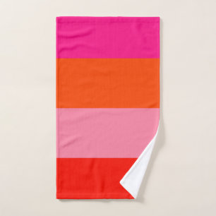 Conjunto De Toalhas Tiras cor-de-rosa-quente e laranja-claro