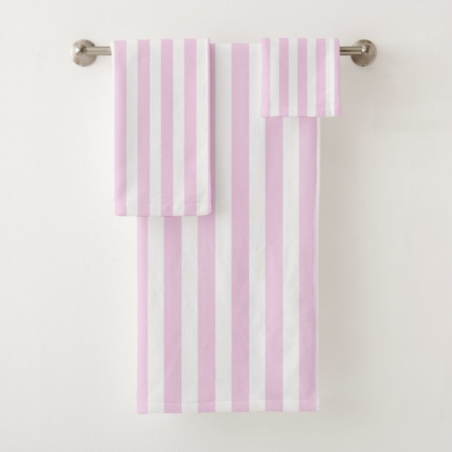 Conjunto De Toalhas Tiras de doces brancas, cor-de-rosa claro (Insitu)