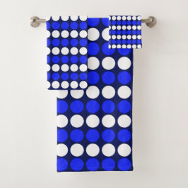 Conjunto De Toalhas Tiras Pontas Azuis Modernas em Azul-Marinho