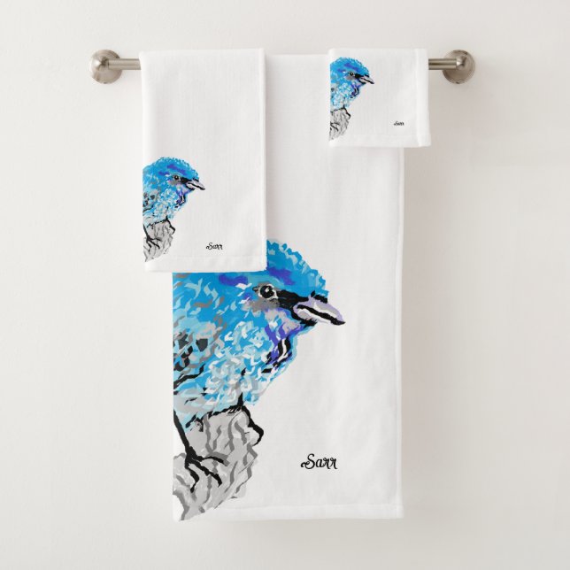 Conjunto De Toalhas Toalhas: Pássaro Azul (Insitu)