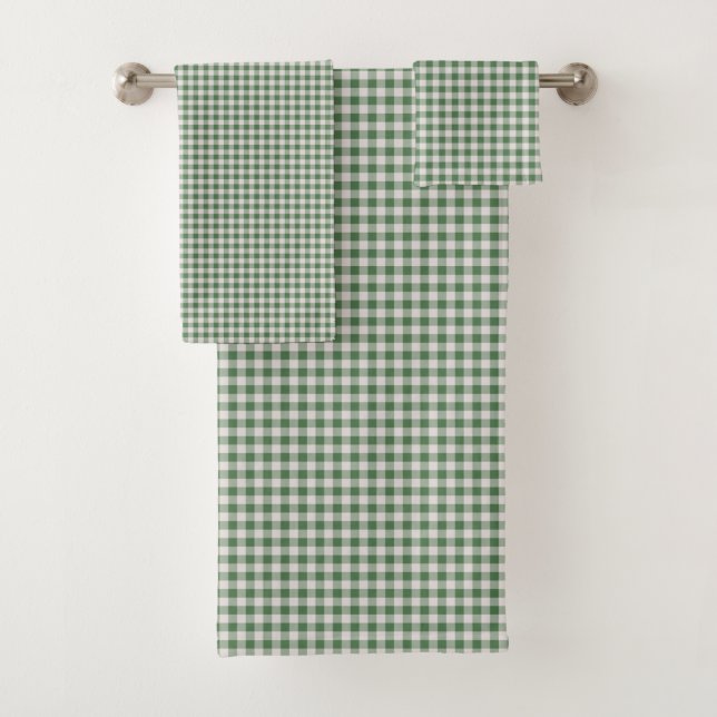 Conjunto De Toalhas Toalheiro de Banheiro Clássico Xadrez Ginga Verde (Insitu)