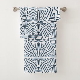 Conjunto De Toalhas Toallas de baño blancas con líneas azules