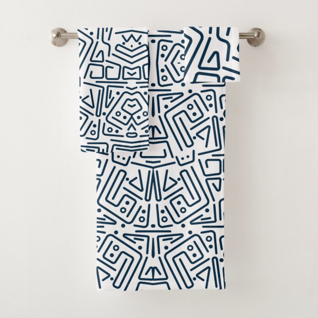 Conjunto De Toalhas Toallas de baño blancas con líneas azules (Insitu)