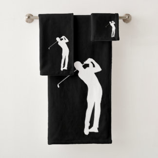 Conjunto De Toalhas Tocando a Silhueta de Golfer Preta